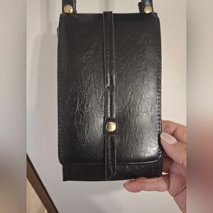 Chic Black Leather Crossbody Bag. NWOT